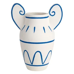 Vase en porcelaine bleu et blanc h20cm - Greeka