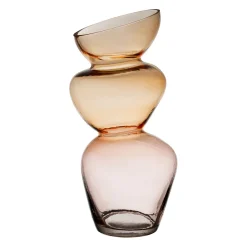 Vase en verre ambre et rose h32cm - Funky