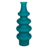 Vase en verre bleu canard satiné h40cm - Comille
