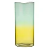 Vase en verre borosilicate turquoise et jaune h25cm - Funky