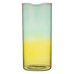 Vase en verre borosilicate turquoise et jaune h25cm - Funky