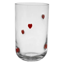 Vase en verre cœur rouge h21cm