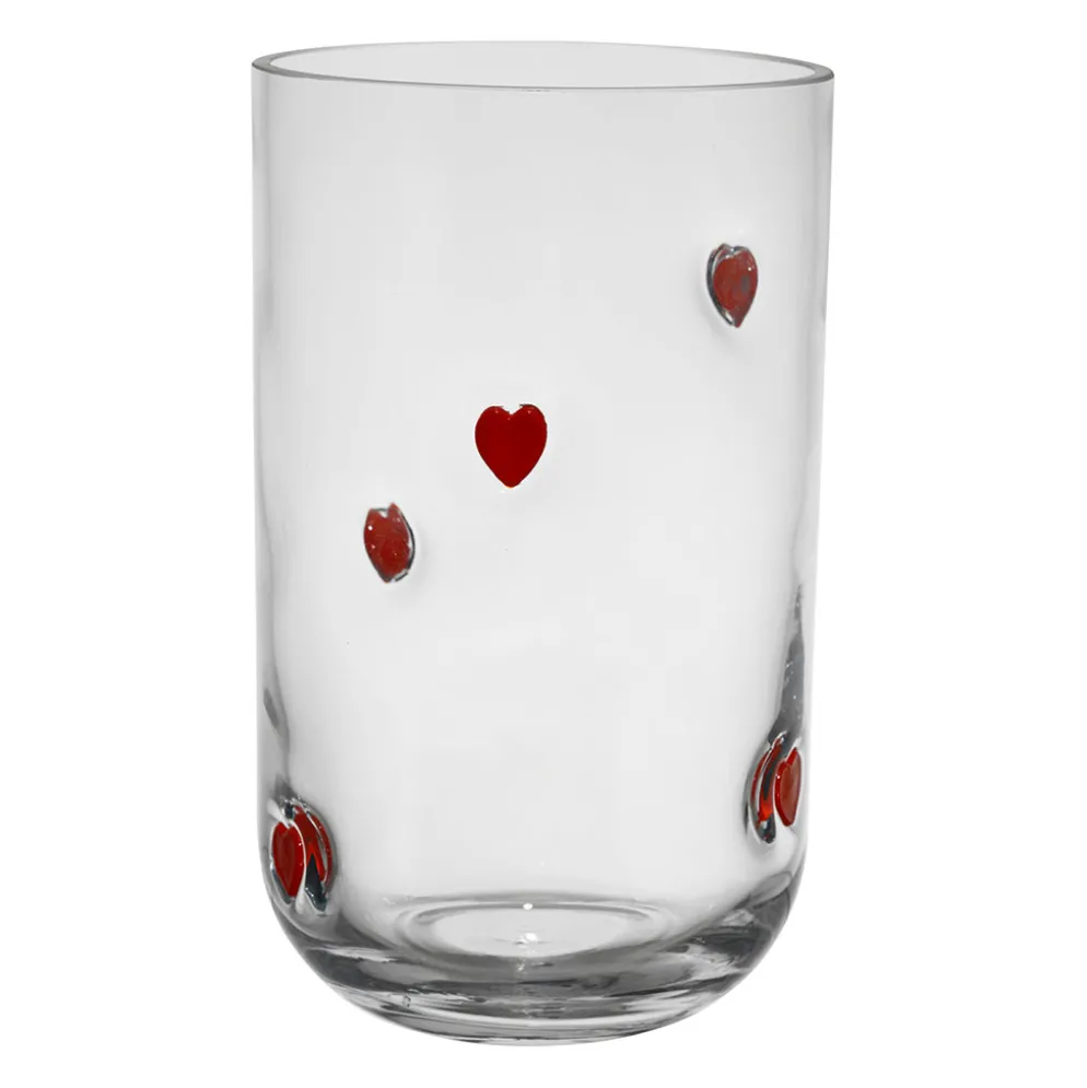 Vase en verre cœur rouge h21cm