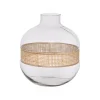 Vase en verre et rotin naturel h23cm - Fantine