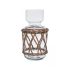 Vase en verre et rotin naturel foncé h26cm - Fantine