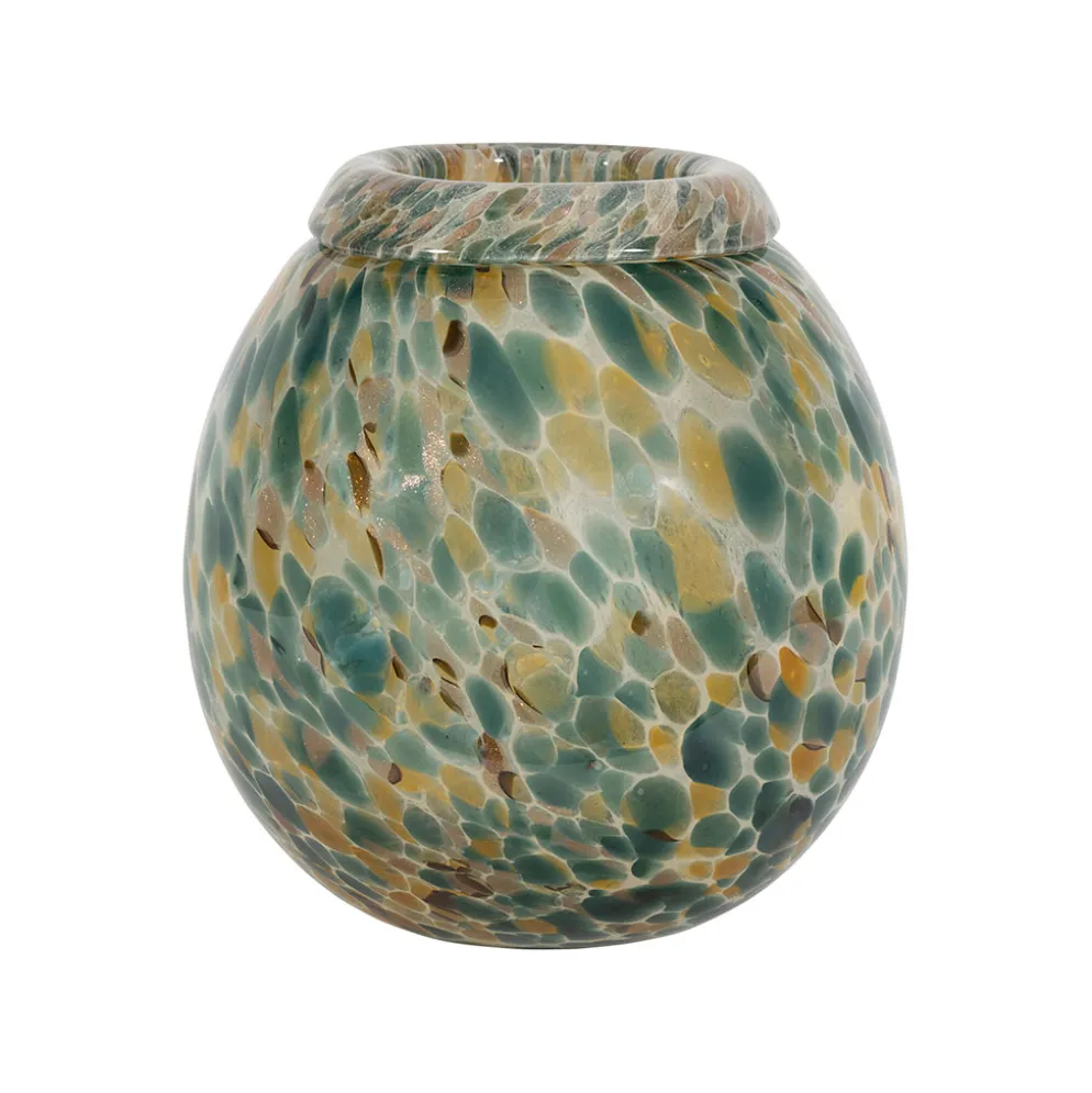 Vase en verre émeraude et doré h23cm - Menorca