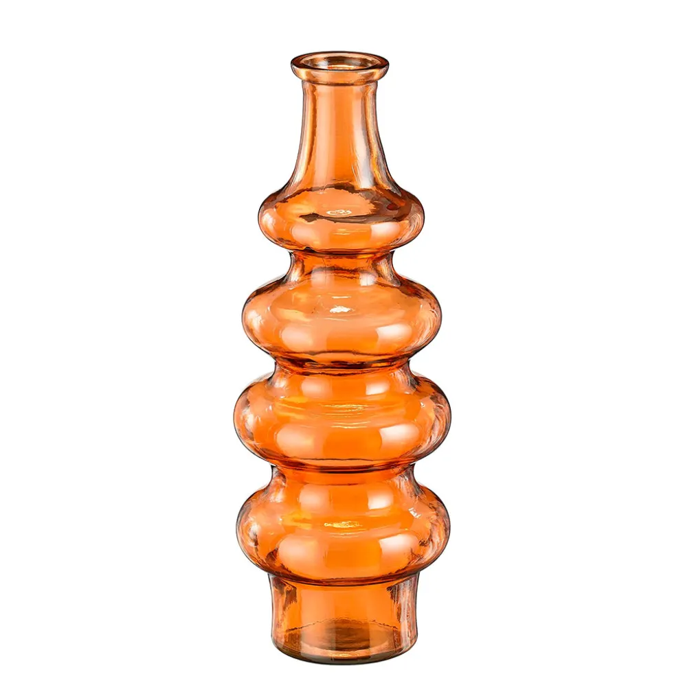 Vase en verre recyclé fumé orange h40cm - Sira