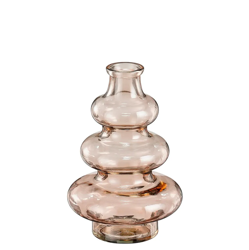 Vase en verre recyclé fumé rose h22cm - Sira