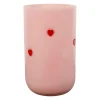 Vase en verre rose et rouge h21cm - Douce amour