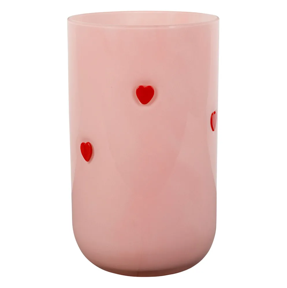Vase en verre rose et rouge h21cm - Douce amour