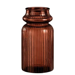 Vase en verre strié marron h28cm - Rosa