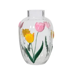 Vase fleur en verre blanc h22cm