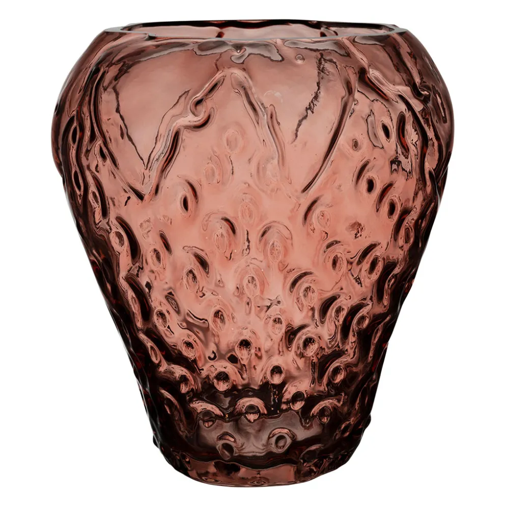 Vase fraise en verre fumé grenat h24cm - Patchuca