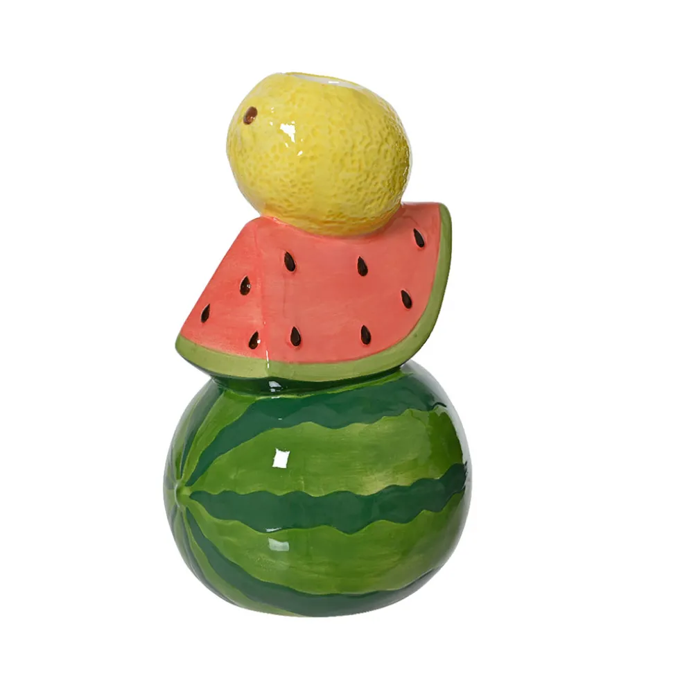 Vase fruits en dolomite multicolore h21cm