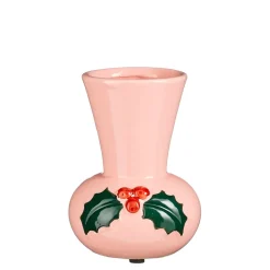 Vase houx en céramique rose h14cm