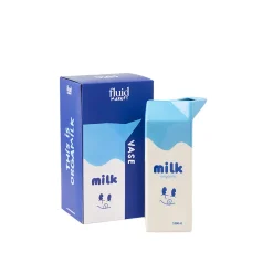Vase lait en céramique blanc et bleu h26cm