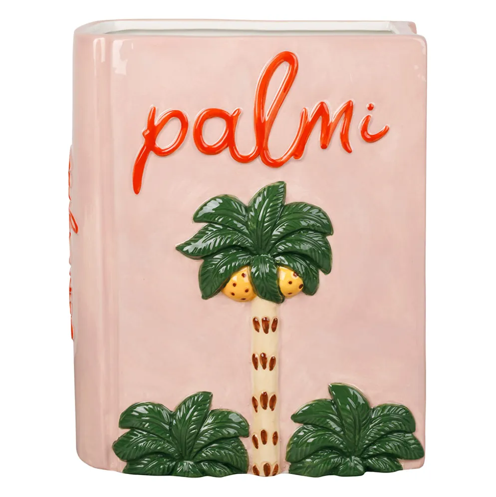 Vase livre en dolomite rose pâle h26cm