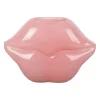 Vase lèvres en verre rose h17cm - Visage arty