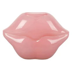 Vase lèvres en verre rose h17cm - Visage arty