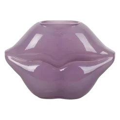 Vase lèvres en verre violet h17cm - Visage arty