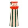 Vase phare en grès vert et corail h24cm - Plouf&Sun