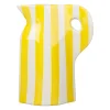 Vase pichet en grès rayé jaune et blanc h24cm - Artist