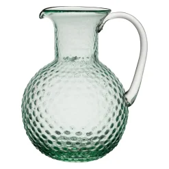 Vase pichet en verre vert d'eau h29cm - Bord de mer