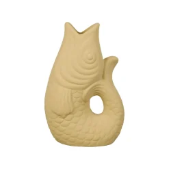 Vase poisson en grès beige mat h20cm - Mer