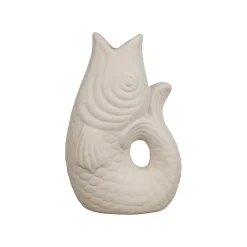 Vase poisson en grès blanc mat h20cm - Mer