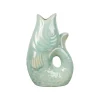 Vase poisson en grès vert d'eau h20cm - Mer