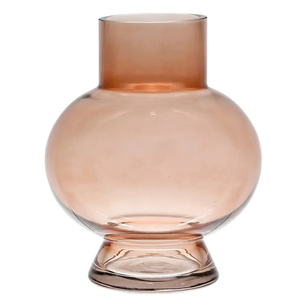 Vase rond brun en verre - madeira
