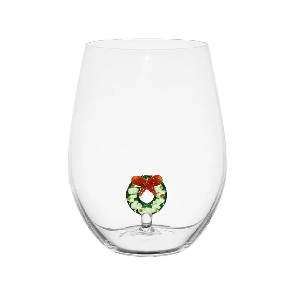 Verre à eau couronne de noël en verre borosilicate 50cl