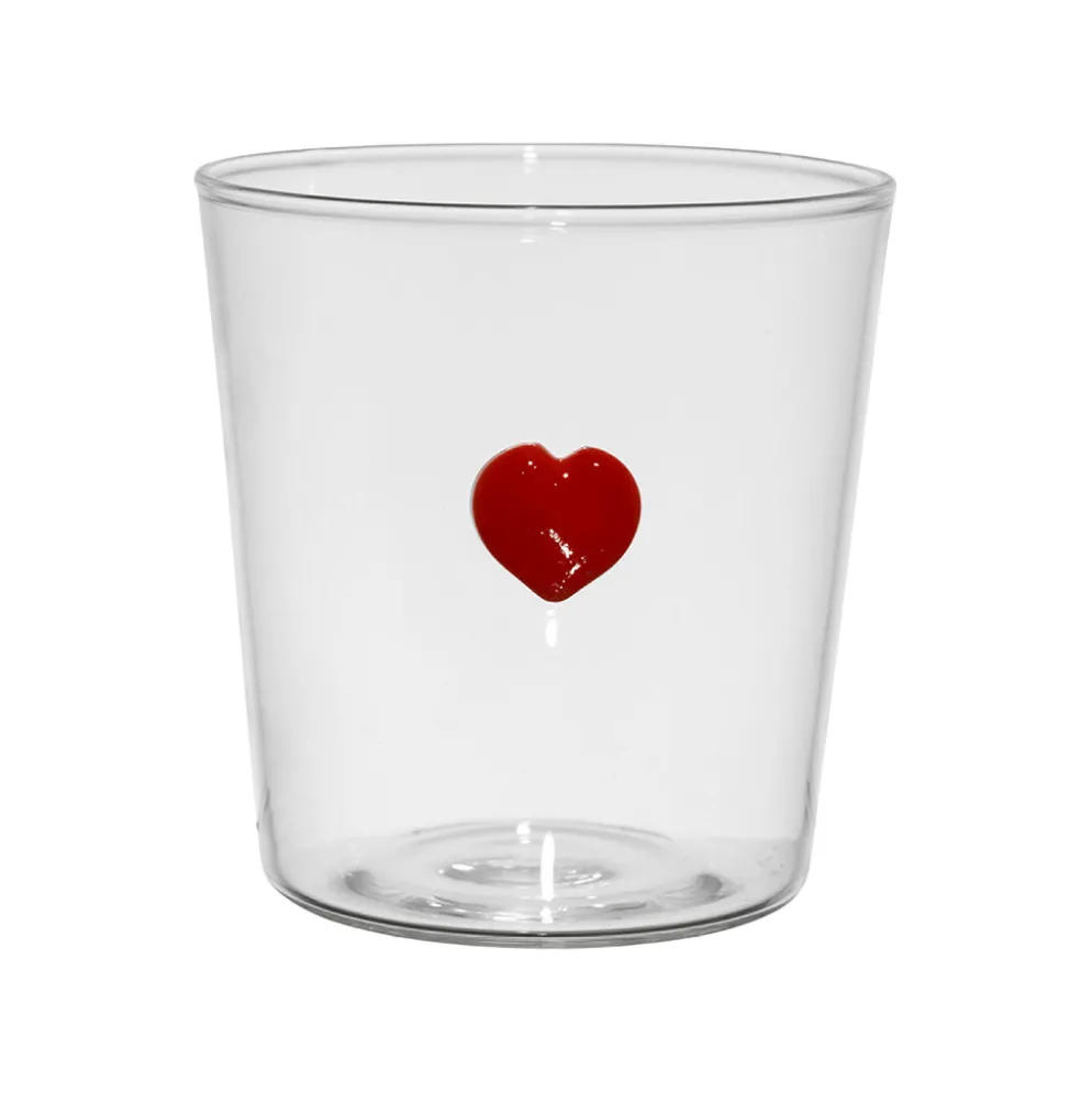 Verre à eau en verre borosilicate cœur rouge 35cl - Famille