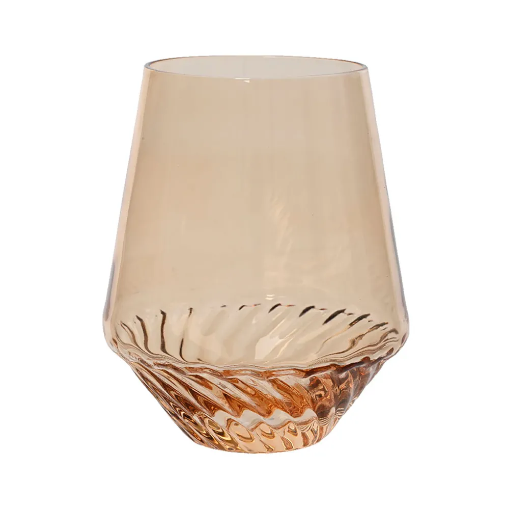 Verre à eau en verre torsadé ambre d10cm