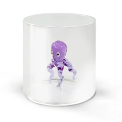 Verre à eau pieuvre violet en verre borosilicate 25cl