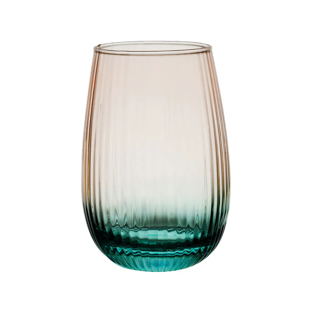 Verre à eau strié rose et sauge 35cl - Adria