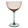 Verre à pied strié rose et sauge 35cl - Adria