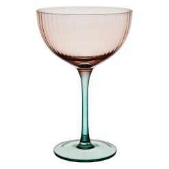 Verre à pied strié rose et sauge 35cl - Adria