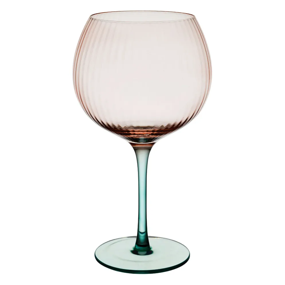 Verre à pied strié rose et sauge 60cl - Adrua
