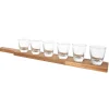 Verre shooter par 6 avec support acacia 42x6cm