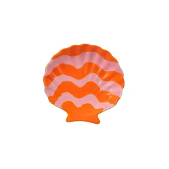 Vide poche coquillage en céramique orange d11cm