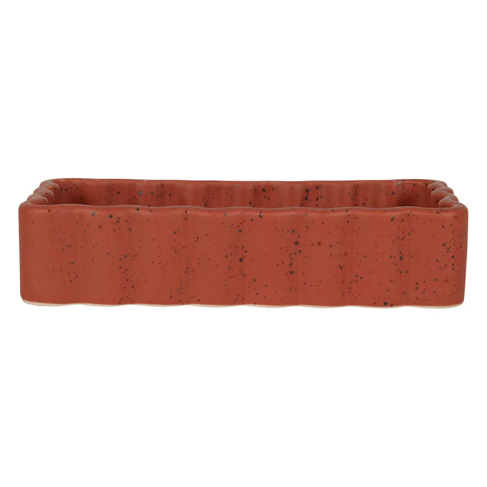 Vide poche en grès moucheté terracotta 18x10cm - Aurore