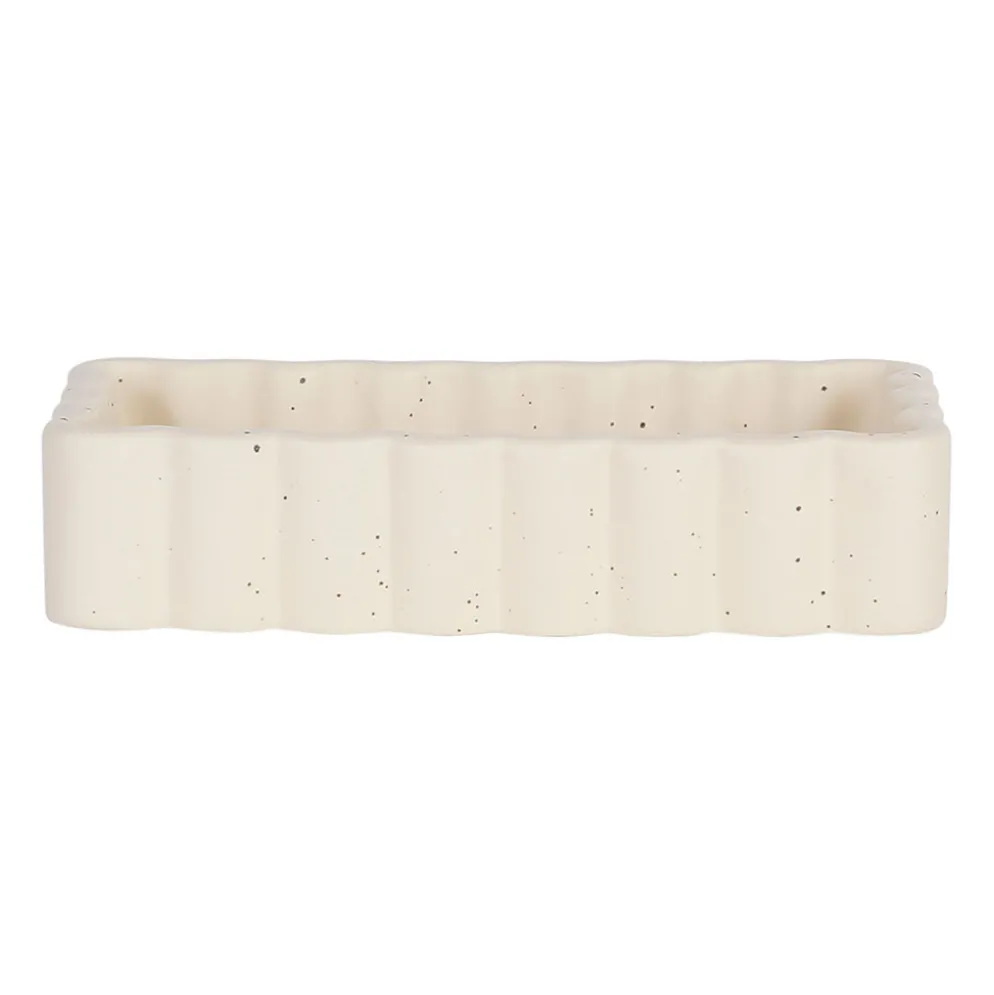 Vide poche rectangle en grès beige 18x10cm - Aurore