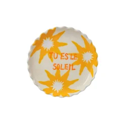 Vide poche soleil en céramique jaune d14cm