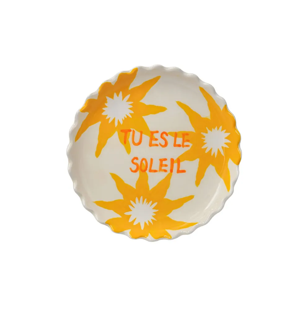 Vide poche soleil en céramique jaune d14cm